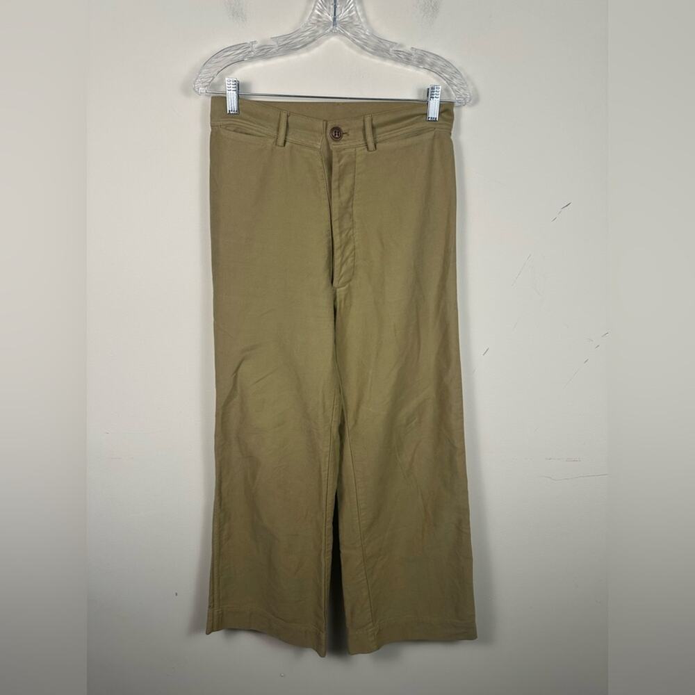 Caron Callahan Canvas Hugh Waist Pant in Tan Size 4 *Missing Button* Straight